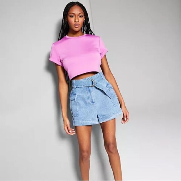 Jeannie Mai X INC Denim Belted Cargo Shorts NEW! - Picture 1 of 10